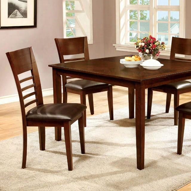 Hillsview I Cm3916t-5pk 5 Pc. Dining Table Set With Trasitional Style Clean And Crisp Silhouette Padded Leatherette Seat In Brown