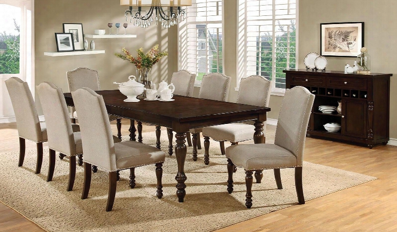 Hurdsfield Collection Cm3133t 72" - 90" Extendable Dining Table With Transitional Style Turned Legs 18" Expandable Leaf Solid Wood And Wood Veneer In