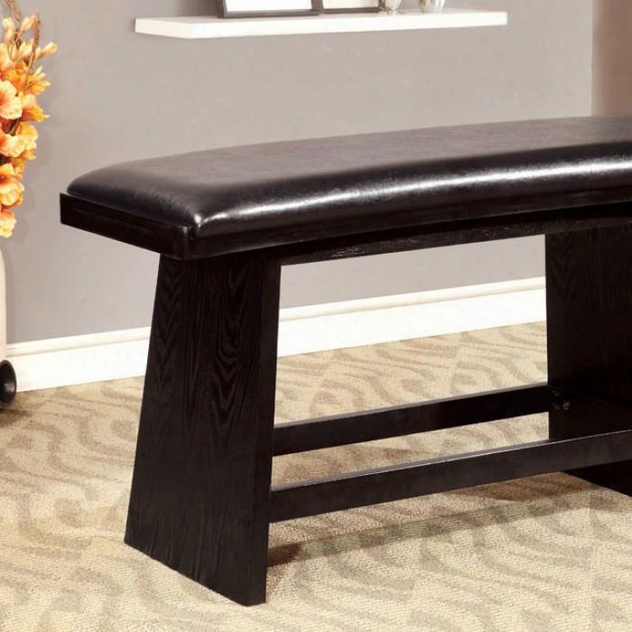 Hurley Cm3433pbn Counter Ht. Bench With Modern Style Padded Leatherette Seat Solid Wood Wood Veneer And Others Black Finish In