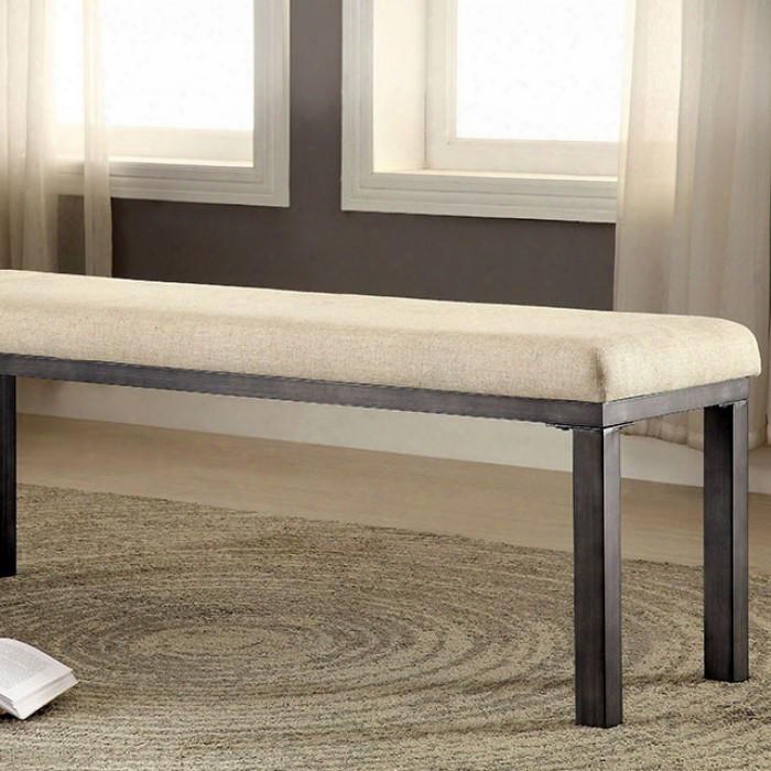 Jazlyn I Cm3686bn Bench With Industrial Style Padded Fabric Seat Cushions Metal Table Base And Chair Frame Metal Wood Veneer Others In Weathered