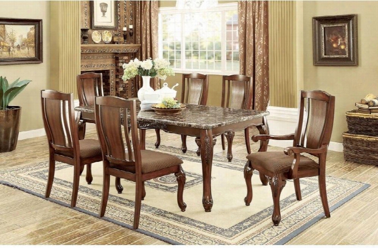 Johannesburg I Collection Cm3873t 72" Dining Table With Traditional Style Faux Marble Table Top And Floral Wood Carvings In Brown