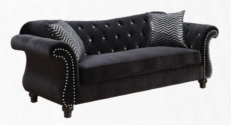 Jolanda I Collection Cm6159bk-sf 91" Sofa With Button Tufting Nailhead Trim And Flannelette Fabric In