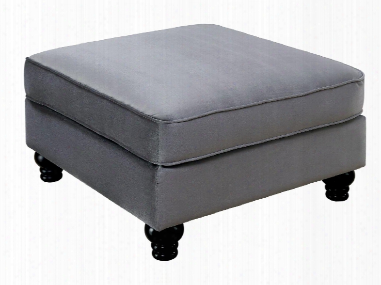 Jolanda Ii Collection Cm6158gy-ot 32" Ottoman With Flannelette Fabric Bun Feet And Piped Stitching In