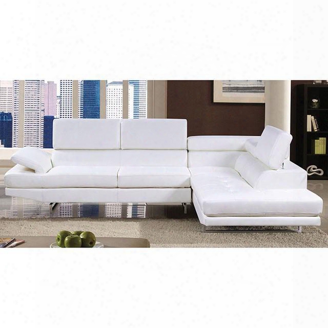 Kemi Collection Cm6553wh-pk 121" 2-piece Sectional With Left Arm Facing Loveseat And Right Arm Facing Chaise In