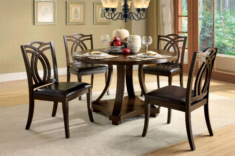 Keukenhof Collection Cm3160rt 48" Round Dining Table With Contemporary Style Open Shelf In Dark