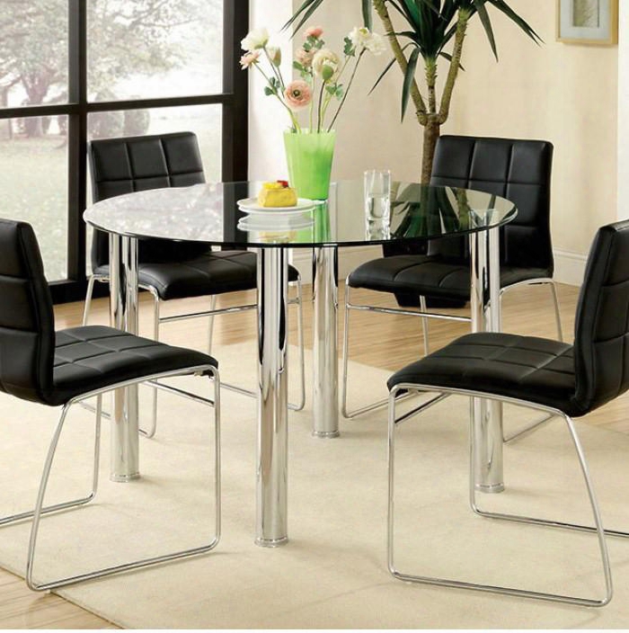 Kona I Collection Cm8320t-table 45" Round Dining Table With Chrome Legs And 12mm Tempered Glass