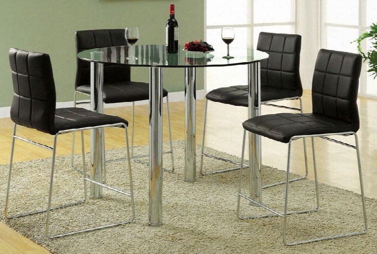 Kona Ii Collection Cm8320pt-table 45" Round Counter Height Table With Chrome Legs And 12mm Tempered Glass