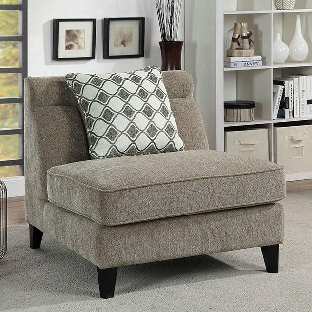 Kristi Collection Cm6835-ch 32" Armless Chair With Tapered Legs Linen-like Fabric And Piped Stitching In Warm