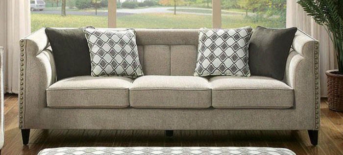 Kristi Collection Cm6835-sf 87" Sofa With Nailhead Trim Linen-like Fabric And Tuxedo-inspired Design In Warm