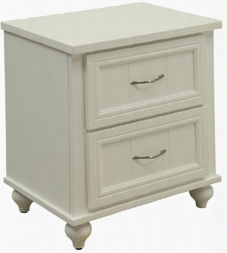 Lacey Collection Cm7322wh-n 22" Nightstand With 2 Drawers Bun Feet Carved Panel Detail Metal Hardware Solid Wood And Wood Veneers Constructionin White