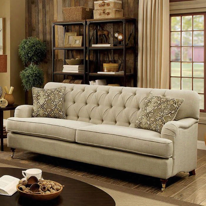 Laney Collection Cm6863-sf 85" Sofa With Deep Button Tufting Modern English Arm Style And Caster Front Legs In
