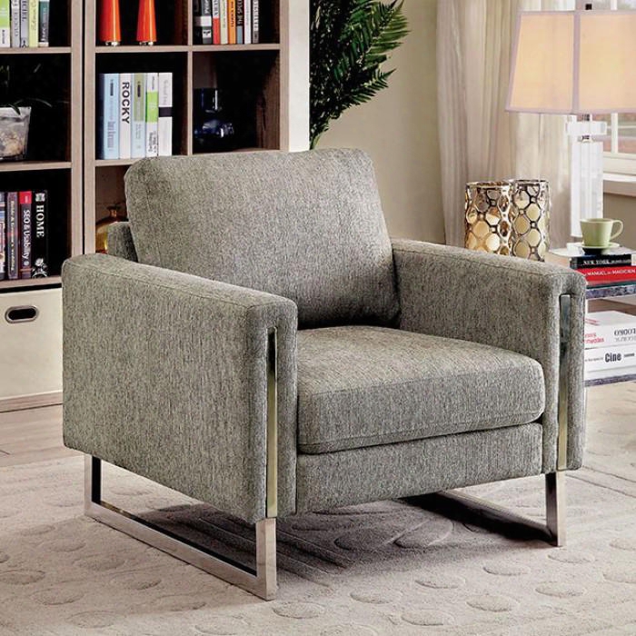 Lauren Ii Collection Cm6855-ch 36" Chair With Chrome Legs Chenille Fabric And Track Arms In