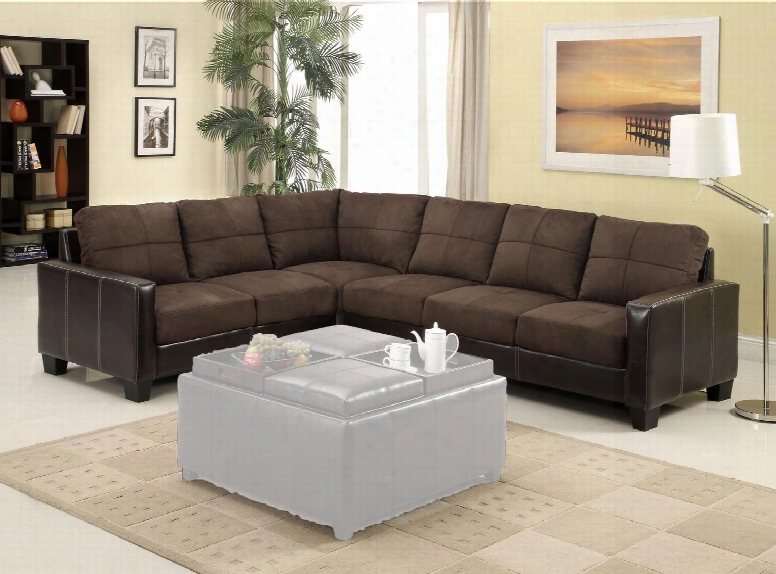 Lavena Collection Cm6453dk-pk 019" 2-piece Sectional With Leatherette Track Arms Elephant Skin Microfiber Cushions And Tapered Legs In Chocolate And