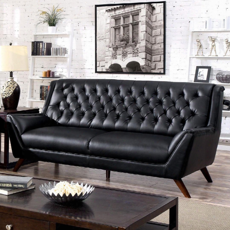 Leia Collection Cm6035bk-sf 80" Sofa With Flared Armrests Button Tufted Design And Slightly Reclined Back In