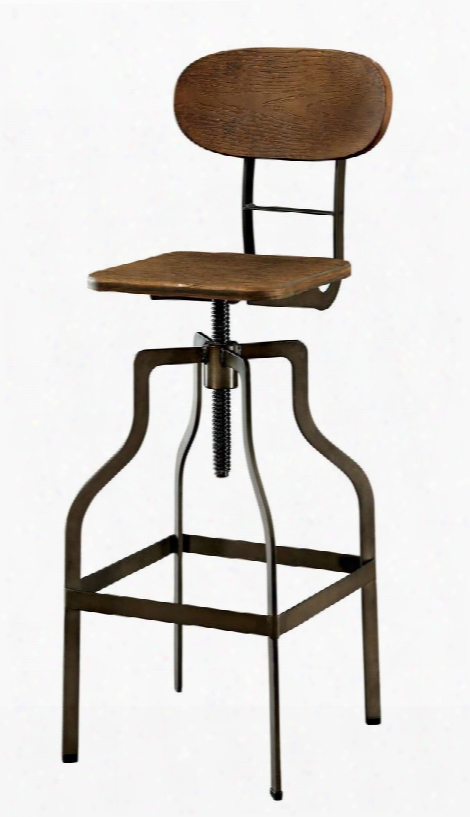 Leith Cm-br6233a Swivel Bar Stool With Adjustable Height Wooden Block Seat And Sturdy Metal Framein