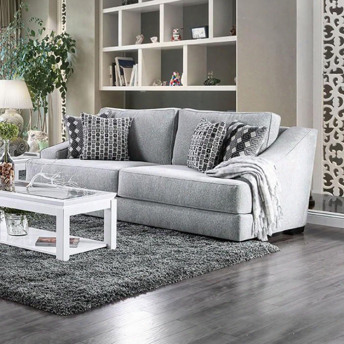 Lesath Collection Sm2251-sf 94" Sofa With Textured Chenille Fabric Sloped Track Arms And T-cushion Seating In Light