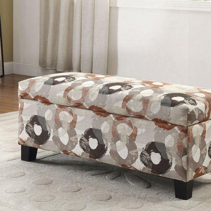 Liana Cm6793pa-bn Storage Bench With Transitional Style Underseat Storage Linen-like Fabric Beige With Pattern In