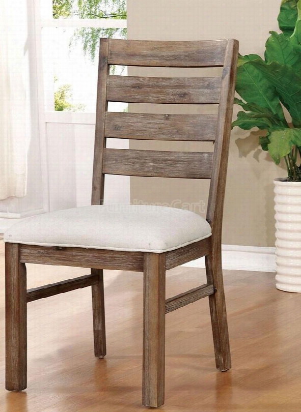 Lidgerwood Collection Cm 3358sc-2pk Set Of 2 Country Style Side Chair With Wood Knot Details Slat Back And Padded Fabric Seat Cushions In Natural