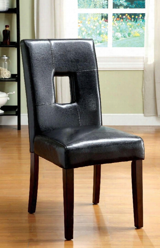 Lisbon I Collection Cm36993sc-2pk Set Of 2 Side Chair With Keyhole Style Padded Leatherette Parson In Dark