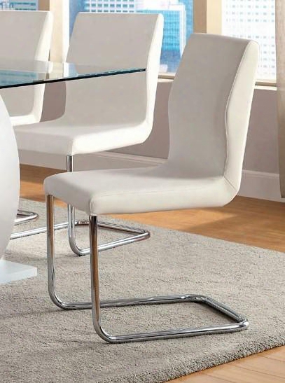 Lodia I Collection Cm3825wh-sc-2pk Set Of (2) Contemporary Style Side Chair With Padded Leatherette Seat Upon Chrome Legs In