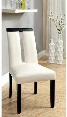 Luminar Collection Cm3559sc-2pk Set Of 2 Side Chair With Slit Back Design Padded Leatherette Upholstery In White And Tapered Legs In