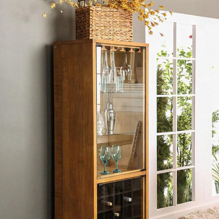 Macapa Cm3441cn Wine Cabinet With Transitional Style Wine Ministry Oak Finish In