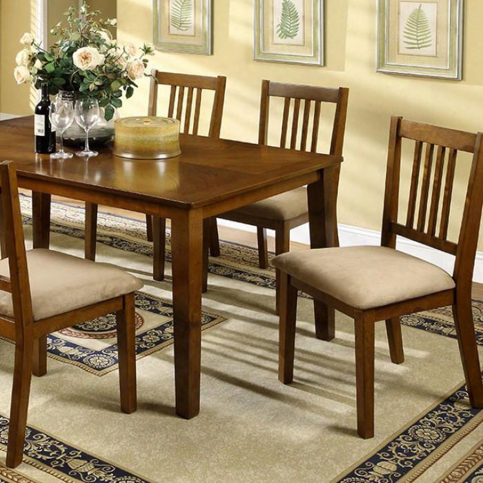 Mackay Cm3128t-7pk 7 Pc. Dining Table Set With Transitional Style Padded Fabric Seat Solid Wood Wood Veneer And Others Dark Oak Finish In Dark