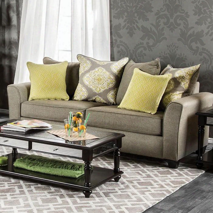 Macroom Collection Sm3055-sf 87" Sofa Withloose Back Pillows Fabric Upholstery Flared Arms And Tapered Legs In