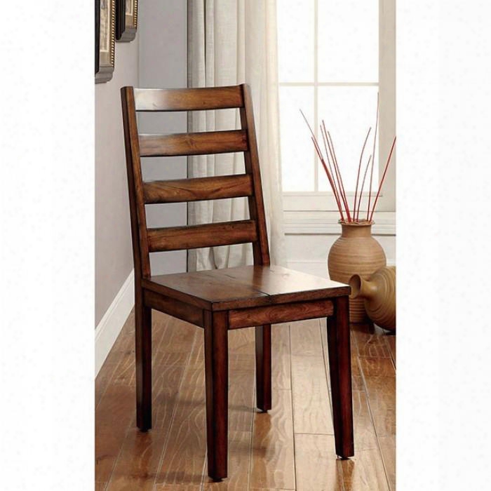 Maddison Collection Cm3606sc-2pk Set Of 2 Side Chair With Two-tone Design And Slat Back In Tobacco Oak