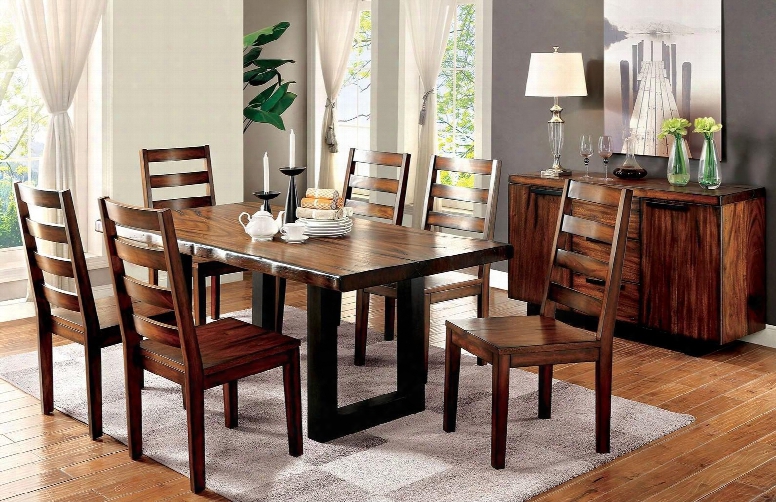 Maddison Collection Cm3606t 72" Rectangular Dining Table With Two-tone Design And Thikc Top In Tobacco Oak