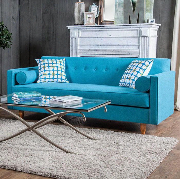 Madelyn Collection Sm8819-sf 80" Sofa With Removables Eat Cushion Button Tufting Round Tapered Legs And Slim Track Arms In