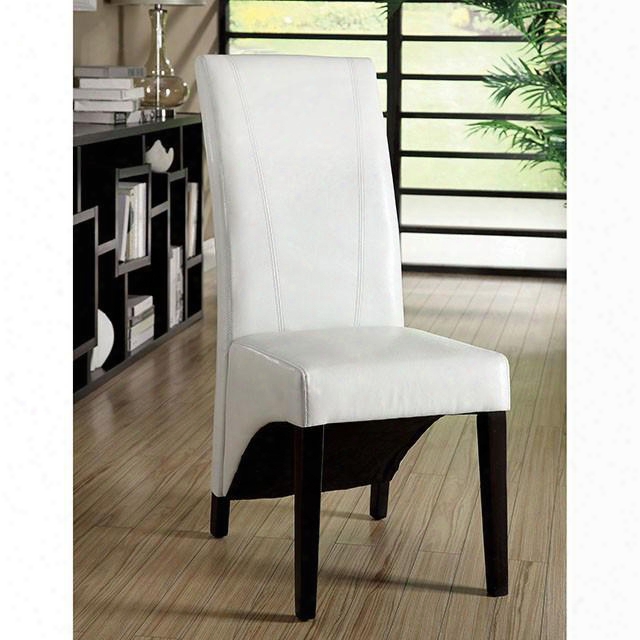 Madison Parson Collection Cm36666wh-2pk Set Of 2 Leatherette Side Chair With A Sleek Appearance And Wide Flared Back In