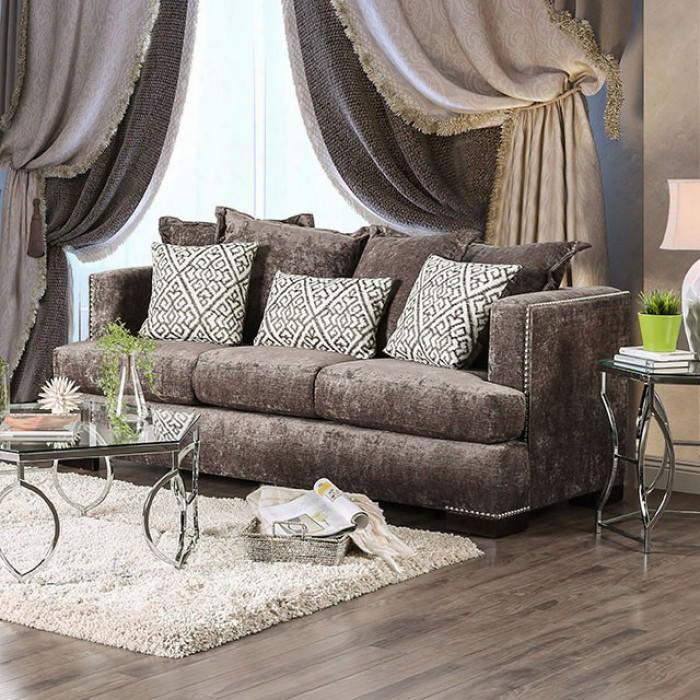 Maisie Accumulation Sm6401-sf 83" Sofa With Chenille Fabric Nailhead Trim And T-cushion Seating In