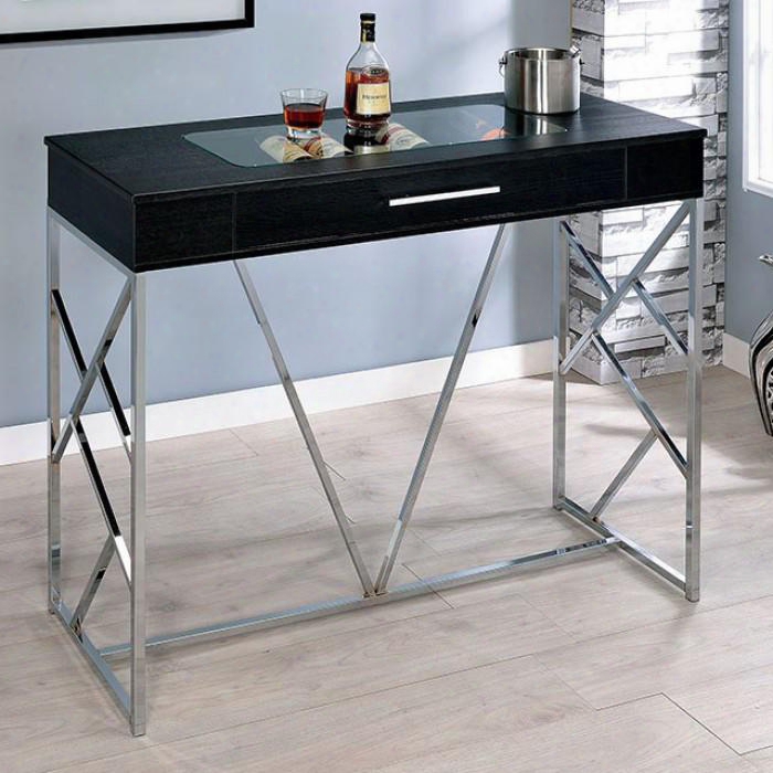 Mckinney Collection Cm3377crm-bt-3a 47" Bar Height Wine Table With Contemporary Style 5mm Clear Tempered Glass Top And Slide-out Wine Rack In