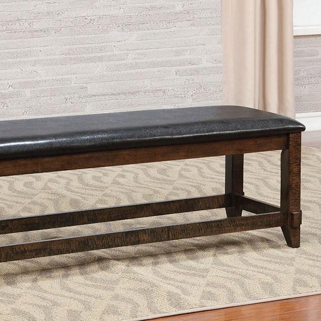 Meagan I Cm3 152bn Bench With Transitional Style Tapered Legs Padded Leatherette Cushions Solid Wood Wood Veneer Others* In Brown