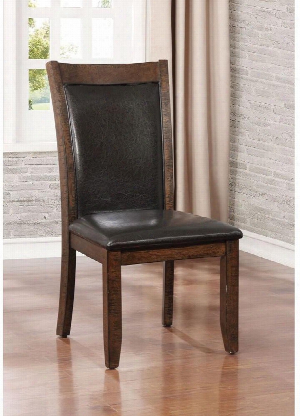 Meagan I Collectuon Cm3152sc-2pk Set Of 2 Ide Chair With Tapered Legs Padde Leatherette Cushions In Brown Cherry