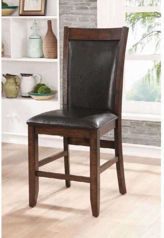 Meagan Ii Collection Cm3152pc-2pk Set Of (2) 18" Transitional Style Counter Height Chair With Plank Design Tapered Legs And Padded Leatherette Cushions In