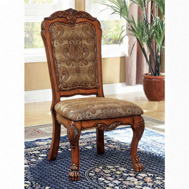 Medieve Collection Cm3557sc-2pk Set Of 2 Side Chair With Lion Claw Feet In Antique Oak