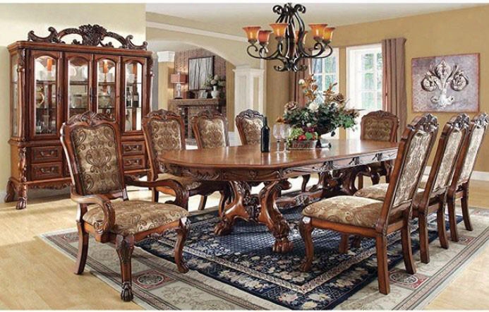 Medieve Collection Cm3557t-table 78" - 108" Extendable Formal Dining Table With Apron Tw 15" Expandable Leaves And Lion Claw Feet In Antique