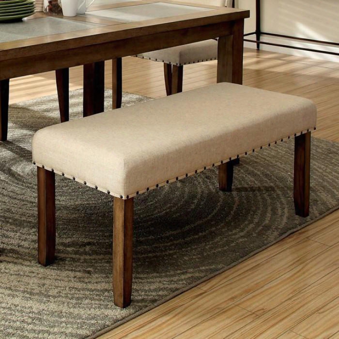 Melston I Cm3531bn Bench With Transitional Style Fabric Upholstered Bench With Nailhead Trim Solid Wood Wood Veneer And Others Natural Tone Finish In