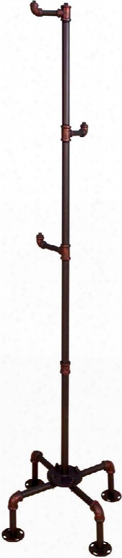 Naja Collection Cm7914cr 68" Coat Rack With 3 Hooks Industrial Style Design Pipe-inspired Frame Hand Brushed Details And Full Metal Construction In Sand