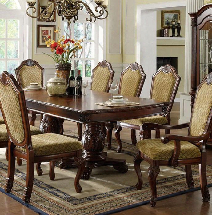 Napa Valley Collection Cm3005t-table 65" - 95" Extendable Formal Dining Table With Two 15" Expandable Leaves Double Pedestals And Carved Detailing In Dark