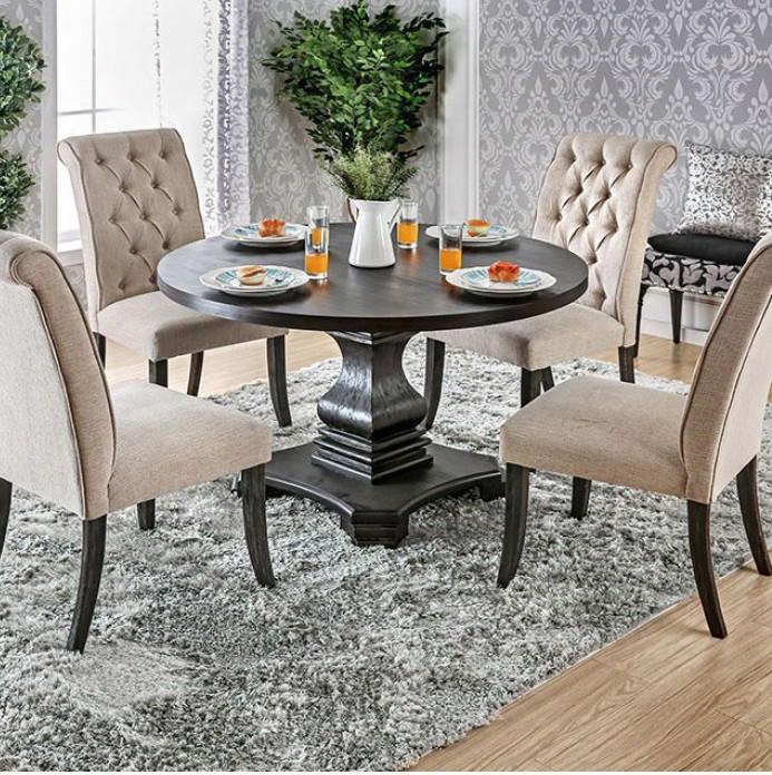 Nerissa Collection Cm3840rt-table 48" Round Table With Pedestal Base And Molding Details In Antique