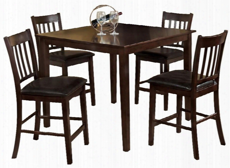 Northvale Ii Collection Cm3012pt-5pk 5 - Pieces Counter Height Table Set With Square Table 4 Slat Back Chairs And Padded Leatherette Seats In