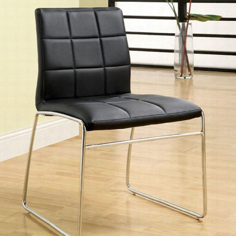 Oahu Collection Cm8320wh-sc-2pk Set Of (2) Side Chairman With Bold Chrome Legs And Padded Leatherette In