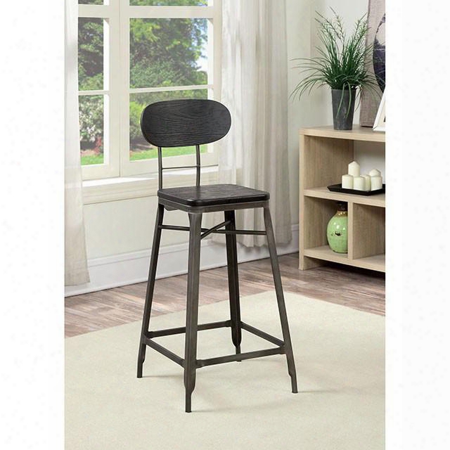 Odalys Collection Cm-br6322-29-2pk Set Of (2) 29" Rustic Styl E Barstool With Wooden Seat & Back In Gray &