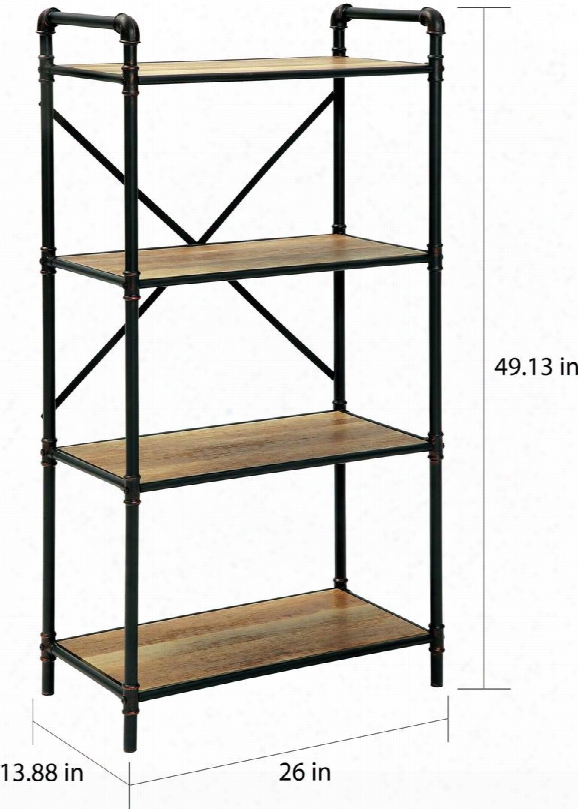 Olga Collection Cm-ac913m 49" Display Shelf With 4 Shelves Industrial Style Design Pipe-inspired Metal Frame And Hand Brushed Details In Antique