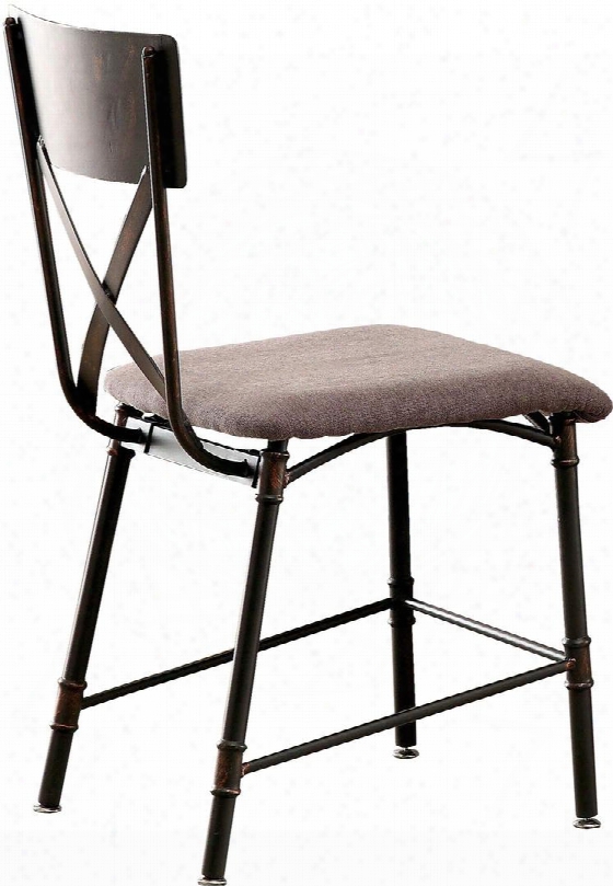 Olga I Collection Cm-ac6913 19" Chairman With Industrial Design Fabric Seat Cushion And Metal Frame In Antique