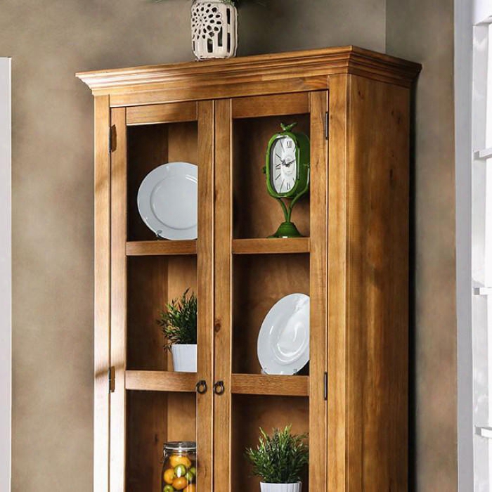 Olinda Cm3442cn Display Cabinet With Transitional Style Display Cabinet Oak Finish In