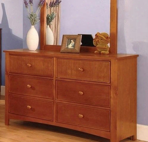 Omnus Collection Cm7905oak-d 48" Dresser With 6 Drawers Round Knobs Solid Wood And Wood Veneers Construction In Oak